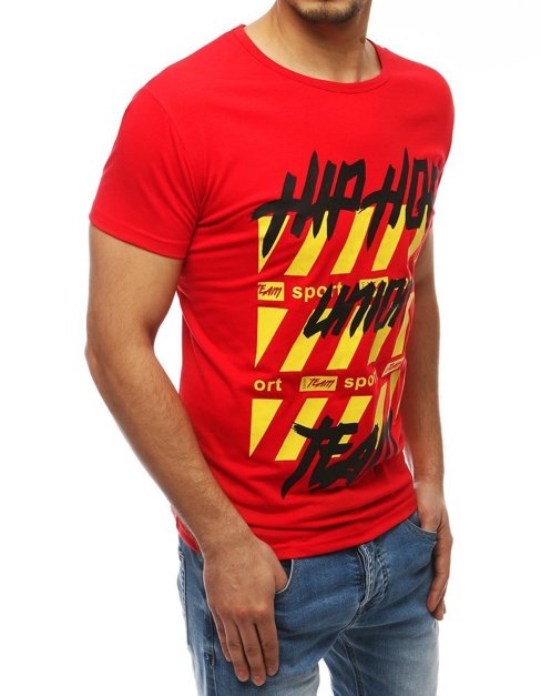T-shirt męski z nadrukiem czerwony Dstreet RX3966