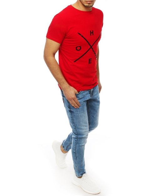 T-shirt męski z nadrukiem czerwony Dstreet RX4107