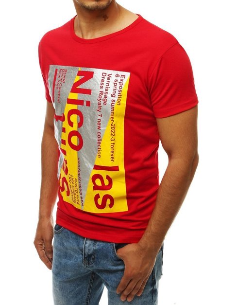 T-shirt męski z nadrukiem czerwony Dstreet RX4265