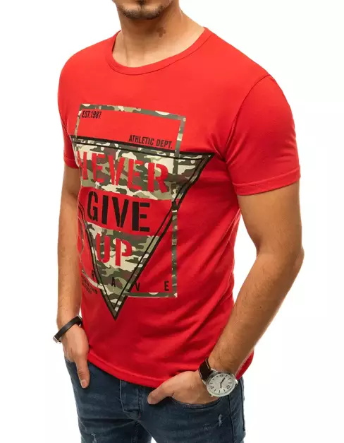 T-shirt męski z nadrukiem czerwony Dstreet RX4352