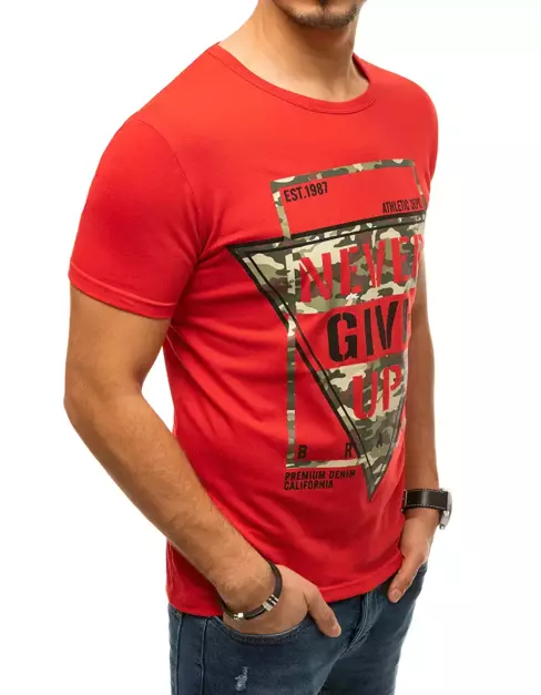 T-shirt męski z nadrukiem czerwony Dstreet RX4352