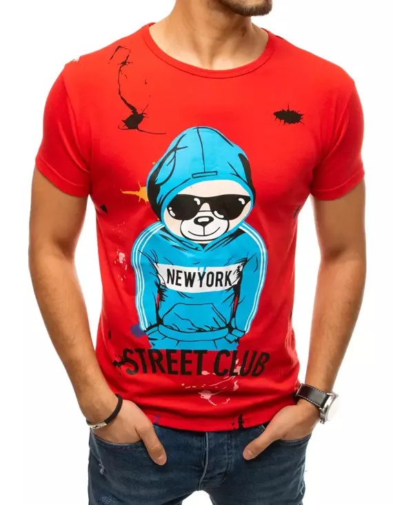 T-shirt męski z nadrukiem czerwony Dstreet RX4364