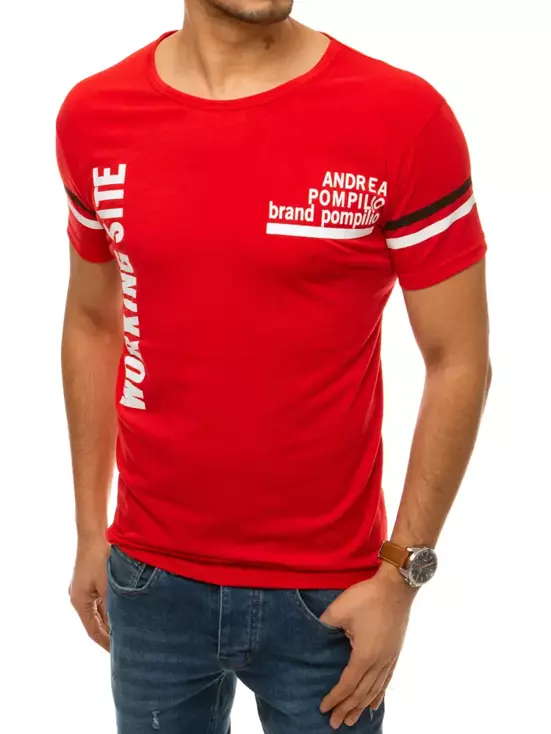 T-shirt męski z nadrukiem czerwony Dstreet RX4431