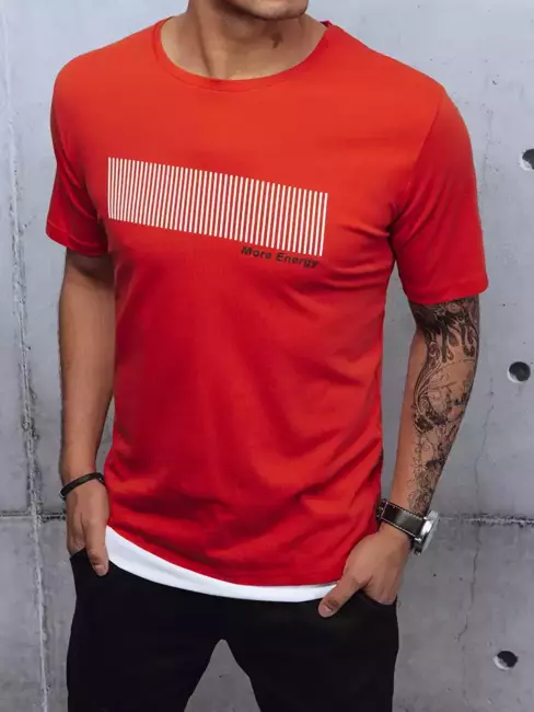T-shirt męski z nadrukiem czerwony Dstreet RX4651z