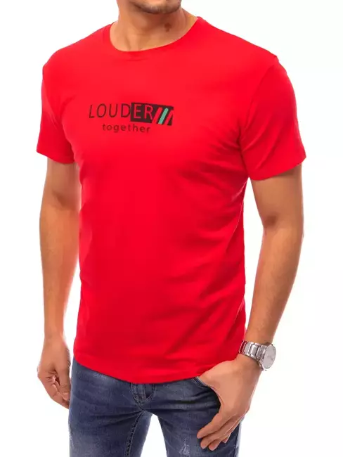 T-shirt męski z nadrukiem czerwony Dstreet RX4729
