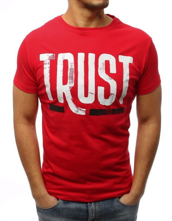 T-shirt męski z nadrukiem czerwony RX2988