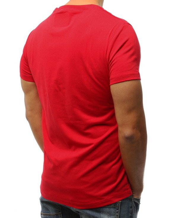 T-shirt męski z nadrukiem czerwony RX2988