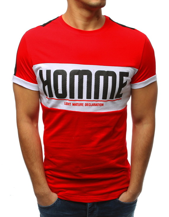 T-shirt męski z nadrukiem czerwony RX3374