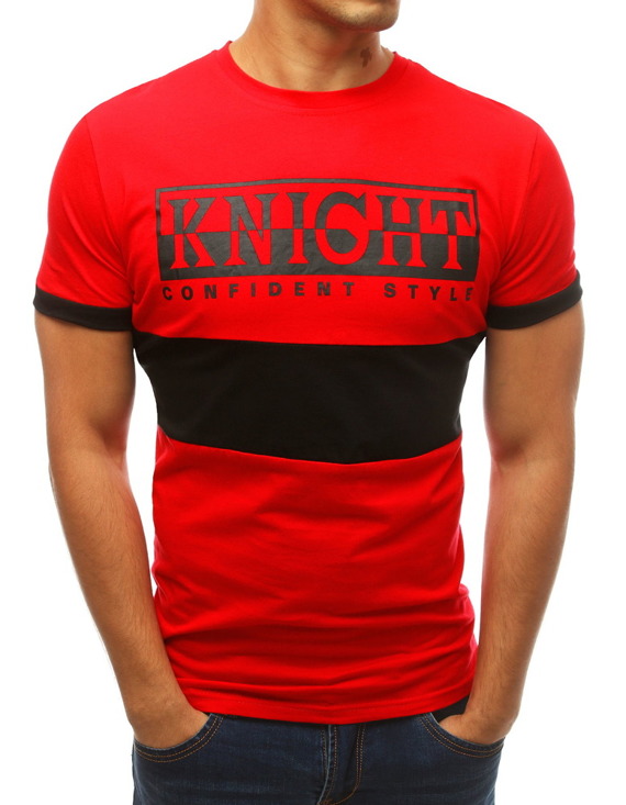 T-shirt męski z nadrukiem czerwony RX3776