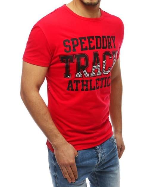 T-shirt męski z nadrukiem czerwony RX3910
