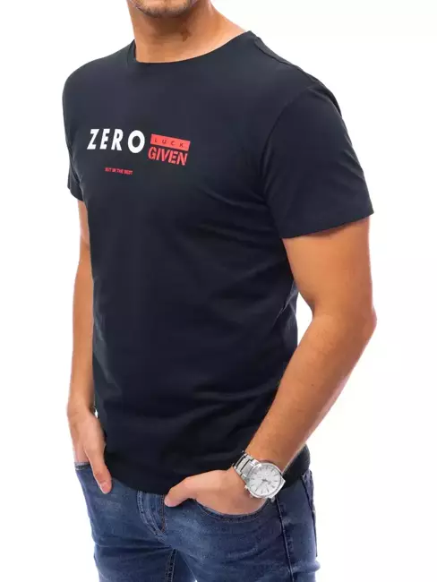 T-shirt męski z nadrukiem granatowy Dstreet RX4741
