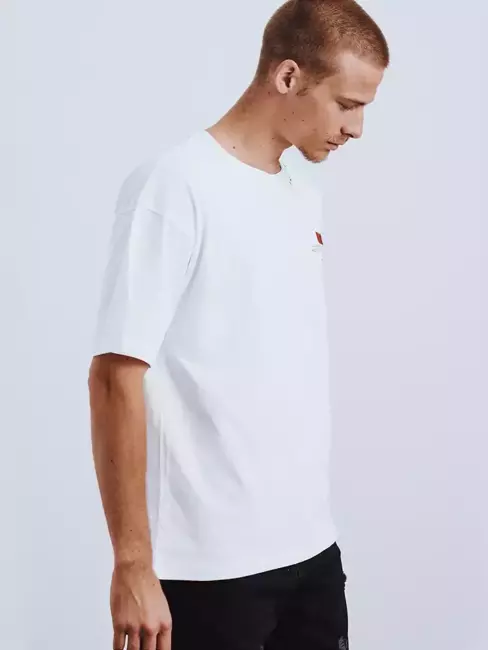 T-shirt męski z nadrukiem i naszywkami biały Dstreet RX4610