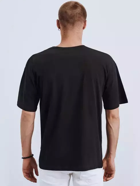 T-shirt męski z nadrukiem i naszywkami czarny Dstreet RX4608