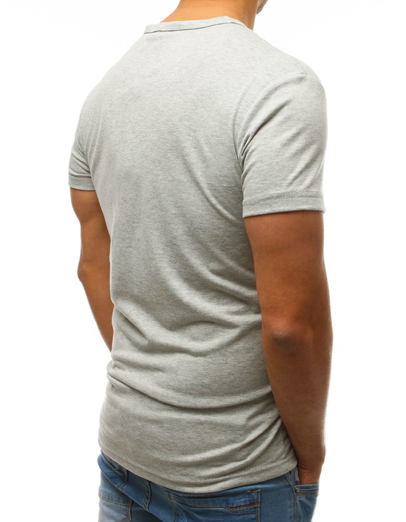 T-shirt męski z nadrukiem jasnoszary Dstreet RX3508
