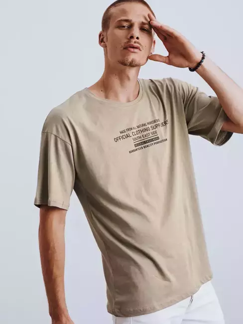 T-shirt męski z nadrukiem khaki Dstreet RX4648