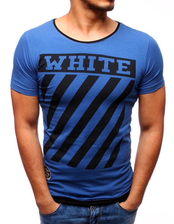 T-shirt męski z nadrukiem niebieski Dstreet RX2175