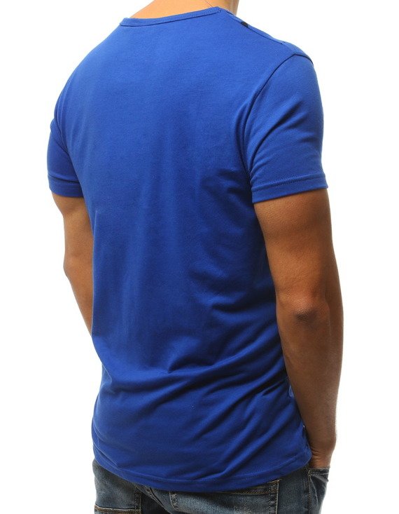 T-shirt męski z nadrukiem niebieski Dstreet RX3065