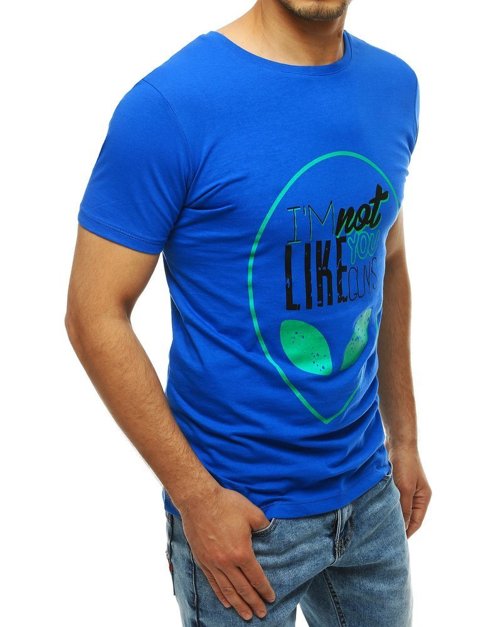 T-shirt męski z nadrukiem niebieski Dstreet RX4156