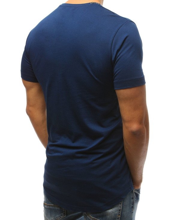 T-shirt męski z nadrukiem niebieski RX3204