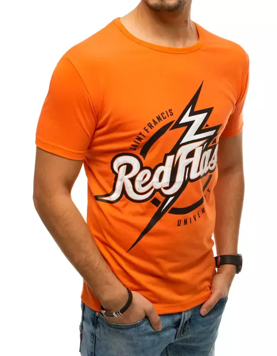 T-shirt męski z nadrukiem pomarańczowy Dstreet RX4355