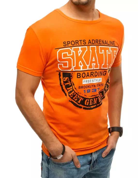 T-shirt męski z nadrukiem pomarańczowy Dstreet RX4357