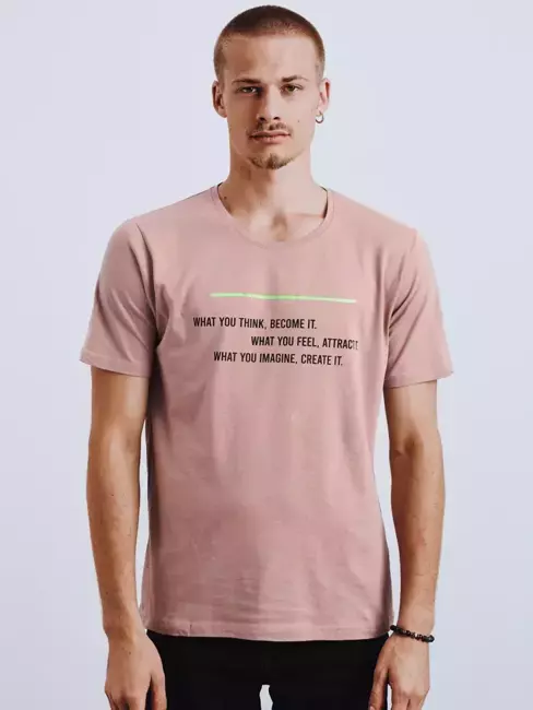 T-shirt męski z nadrukiem różowy Dstreet RX4629