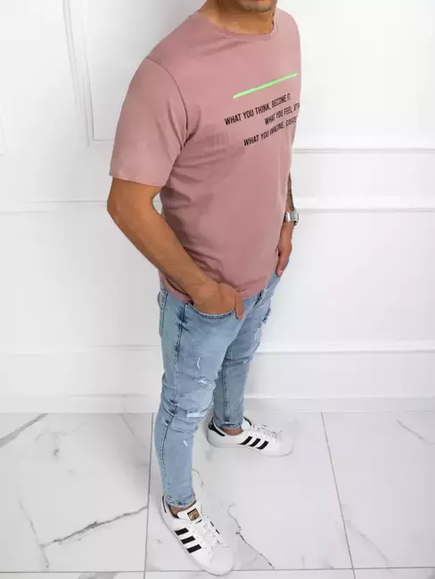 T-shirt męski z nadrukiem różowy Dstreet RX4629z