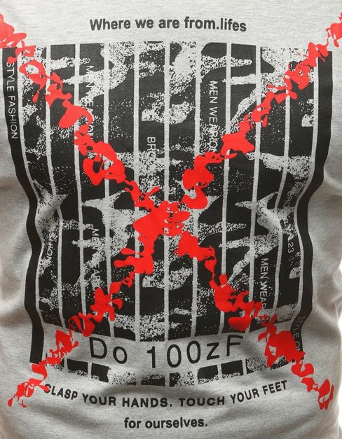 T-shirt męski z nadrukiem szary Dstreet RX3226