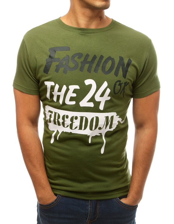 T-shirt męski z nadrukiem zielony RX3769