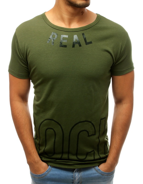 T-shirt męski z nadrukiem zielony RX3816