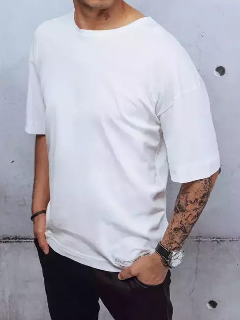 T-shirt męski z naszywką biały Dstreet RX4621z