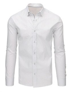 Biała koszula męska we wzory z długim rękawem Dstreet DX1498