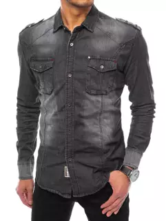 Koszula męska jeansowa czarna Dstreet DX2163