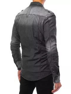 Koszula męska jeansowa czarna Dstreet DX2163_4