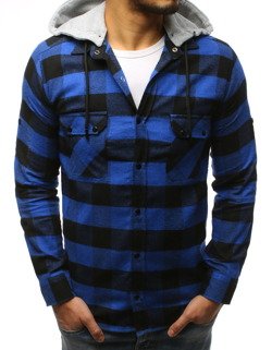Koszula męska w kratę niebiesko-czarną Dstreet DX1695