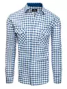 Koszula męska w kratkę niebiesko-biała Dstreet DX2123_1