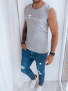 Koszulka męska bez rękawów z nadrukiem jasnoszara Dstreet RX5336_2