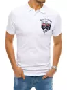 Koszulka męska polo z haftem biała Dstreet PX0428_2