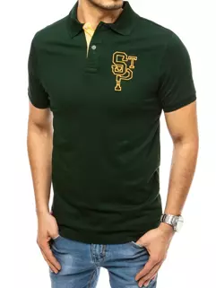Koszulka męska polo z haftem ciemnozielona Dstreet PX0445