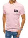 Koszulka męska polo z haftem różowa Dstreet PX0430