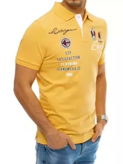 Koszulka męska polo z haftem żółta Dstreet PX0406_3