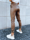 Spodnie damskie skórzane joggery TERRACE kamelowe Dstreet UY1696_3