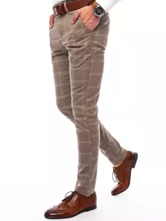 Spodnie męskie chinosy w kratę beżowe Dstreet UX3669_2