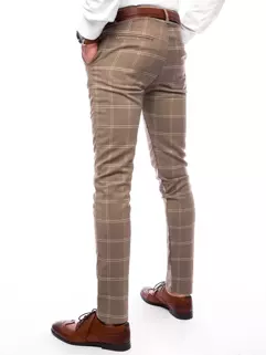 Spodnie męskie chinosy w kratę beżowe Dstreet UX3669_4