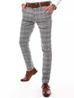 Spodnie męskie chinosy w kratę szare Dstreet UX3680_1