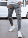 Spodnie męskie dresowe bojówki jasnoszare Dstreet UX4374_1