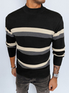 Sweter męski półgolf w paski czarny Dstreet WX2127_1