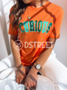 T-shirt damski CURIOUS pomarańczowy Dstreet RY2169_1