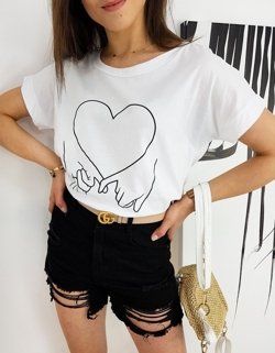 T-shirt damski LOVE HAND biały RY1558