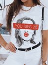 T-shirt damski YOU KISS ME biały Dstreet RY1675